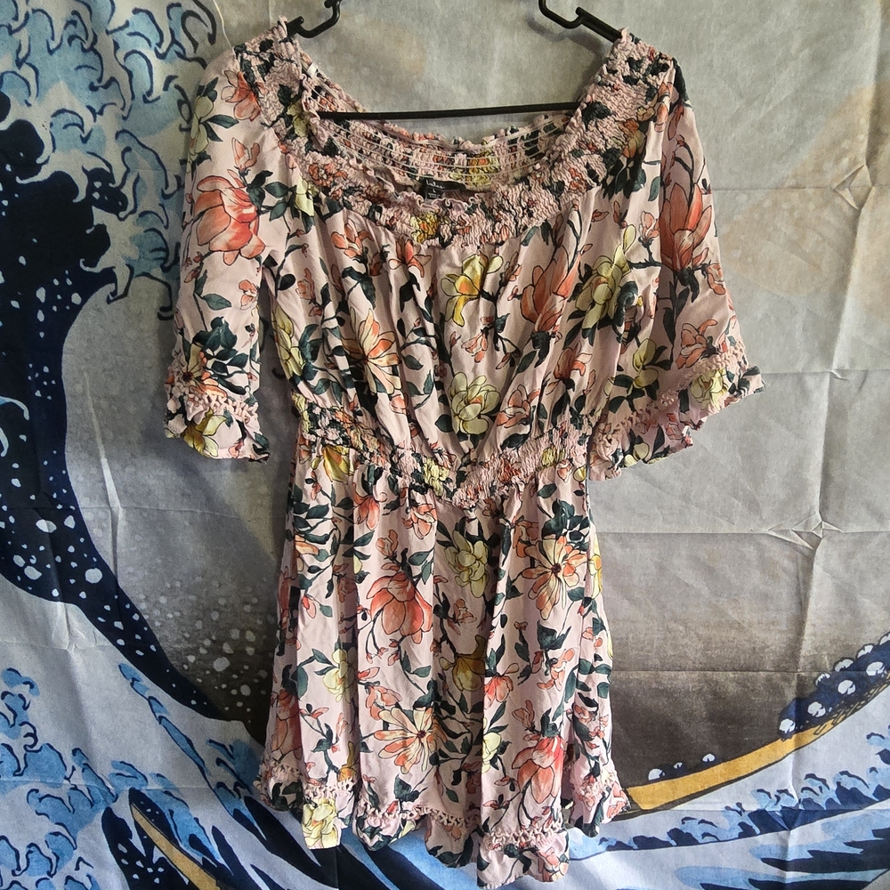 Lulu's Pink Floral Smocked Dress